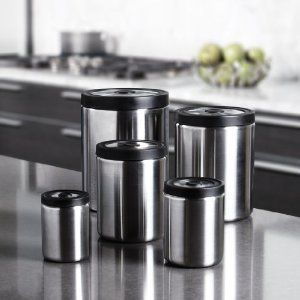   Kitchen Canister Set Food Storage Stainless Steel Air Tight New