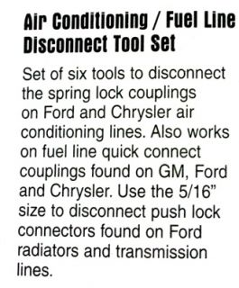 Lisle 37000 AC Air Conditioner / Fuel Line Disconnect Tool   GM, Ford 