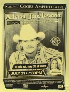 Alan Jackson Deana Carter 1998 San Diego Tour Poster
