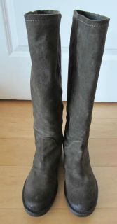 ALBERTO FERMANI SUEDE TALL PULL ON BOOTS WITH LUG SOLE IN BROWN SIZE 6 