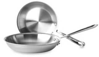 New. All Clad Tri Ply Stainless Steel Fry Pan 2 PC Set   10 & 12 