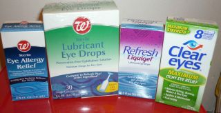   of 4 Lubricant Eye Drops Clear Eyes and Eye Allergy Relief New Sealed