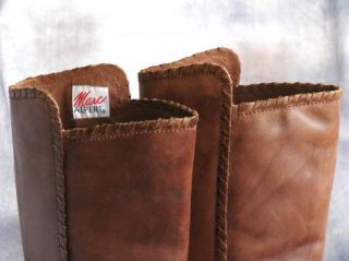 Marc Alpert Brazil Leather Boots Gold Tips 1 Heel 6M