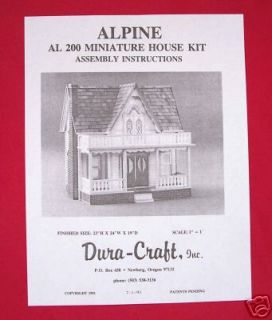 Dura Craft Alpine Al 200 Dollhouse Instructions