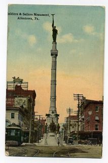 Allentown PA Postcard Soldiers and Sailors Monument