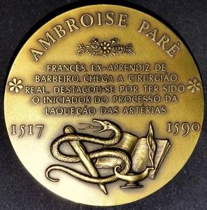 Medicine Ambroise Paré French Surgeon Bronze Medal by Armindo Viseu 