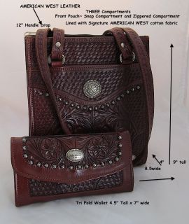 American West Purse Handbag Purse Shoulder Bag with Matching Wallet 