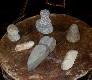 PRIMITIVE ANCIENT ANTIQUITY NATIVE AMERICAN INDIAN STONE TOOLS 