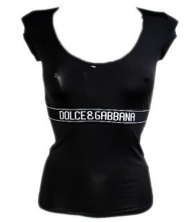 Dolce Gabbana Womens Logo T Shirt Microfiber D G Black