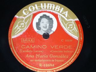 Mexico 78 RPM Record Columbia ANA Maria Gonzalez Picture Label Camino 