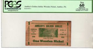 1938 1 wooden Nickel memorating Amblers Golden Jubilee Ambler 
