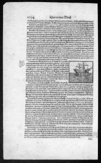 1628 Munster Antique Print Columbus Sail Ships America