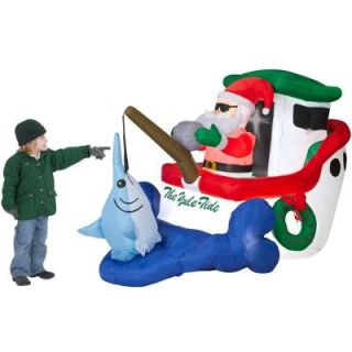 Animated Fishing Santa Yule Tide Christmas Inflatable New