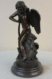   Greek Mythology Art Bronze Hold Bow Angell Lion Helm Wing Angel
