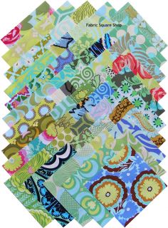 Amy Butler Blue Green Sampler 5 Fabric Quilting Squares Westminster 