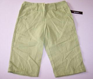 Girls Amy Byer Lime Green Bermuda Shorts 8 Capris Capri Pants Linen 