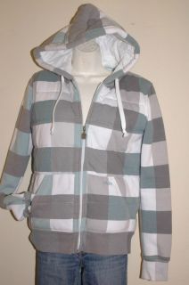 MATIX Quilted Plaid Checker Hoodie Hooded Sweatshirt zip front 