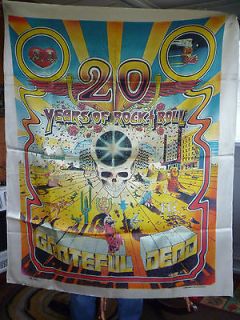   1985 vintage 20 years of rock and roll tapestry silk screen poster