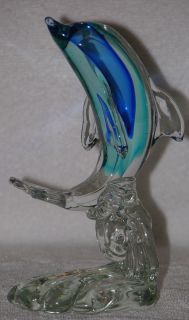   Dolphin, Clear with Blue,Cristalleria Ann Primrose dArte Collection