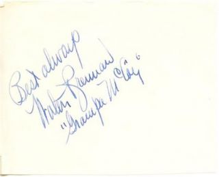 Walter Brennan Original Signed Cut Page Autograph Inscribed Real 
