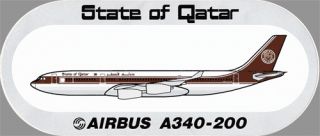 State of Qatar Airbus A340 200 Amiri Flight Sticker Highly RARE 