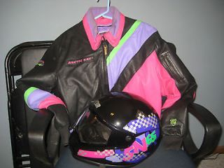 ARCTIC CAT LEATHER SILHOUETTE JACKET L WOMENS   LASER SN 65 DOT/SNELL 