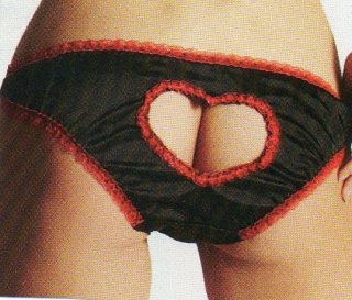 Ann Summers ♥ Open Heart Knickers ♥ Black Red ♥ Free P P