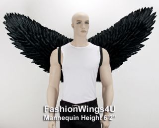 XXXL Wingspan Black Costume Feather Angel Wings Pointing Up or Down 