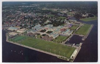 Annapolis MD Early Navy Academy Campus Aerial Postcard