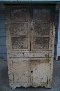 antique primitive all original pie safe tin cupboard