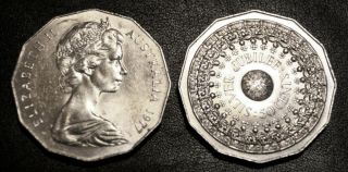 50 Cent 1977 SILVER JUBILEE Australian 50c Coin Queen Elizabeth II