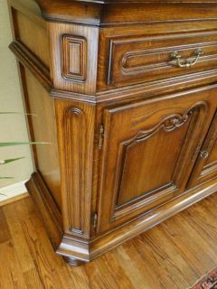 Antique French Country Buffet Sideboard Server Dark Oak Tall Carved 