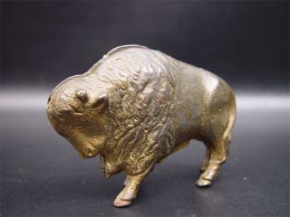 Antique Arcade Cast Iron Buffalo Bison Still Coin Bank