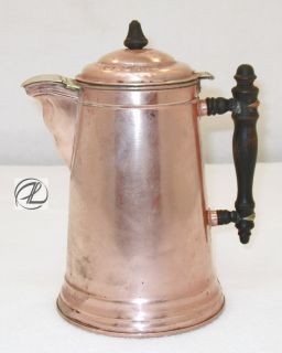 Antique Copper Coffee Pot Vintage Copper Brass Kettle MARKED Majestic 