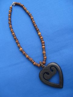 African Ethnic Jewelry WOOD ANDRINKA SANKOFA PENDANT Necklace 