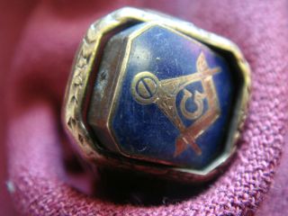 14k Gold Antique Masonic Flip Ring Hidden Compass and Square Under 
