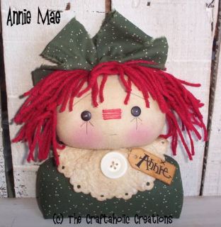 Primitive Raggedy Ann Doll Winter Snow Annie Tag Shelf Sitter