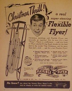 1953 Flexible Flyer Sled Vintage Christmas Kids Toy Ad