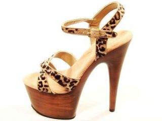 pleaser shoes adore 770fw leopard print wood look 7 high