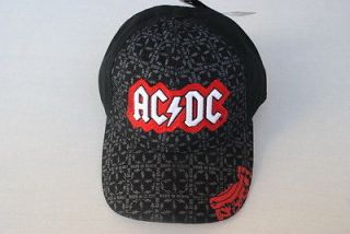 NEW AC DC BACK IN BLACK AC/DC Velcro Closure baseball CAP Adjustable 