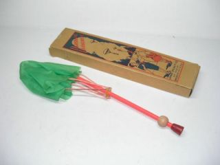 RARE Antique Wood Jaymar Specialty Co Daredevil Parachute Toy in Box 
