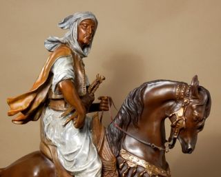 Impressive Arab Rider Equestrian Horse Bronze Sculpture