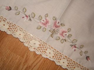 Embroidered & Crocheted FLOWER VALANCE 60X16 Off White Curtain