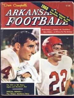 1968 Arkansas Football Magazine David Dickey Gary Adams
