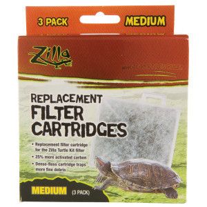 Zilla Medium Cartridge 3 Pack Turtle Filter Kit Replacement Cart 