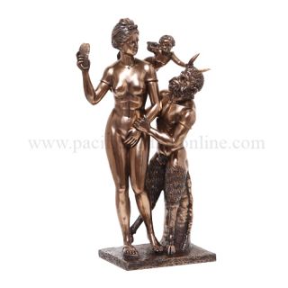 Pan Seducing Aphrodite While Eros Cupid Watches Statue Greek Faunus 