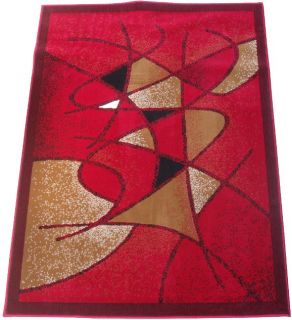 Modern Geometric Carpet Woven 6x8 Area Rug Red Camel Actual Size 75 x 