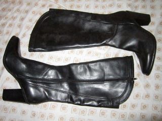   flirty, classic, Black leather high heel boots AUDREY BROOKE size 11 M