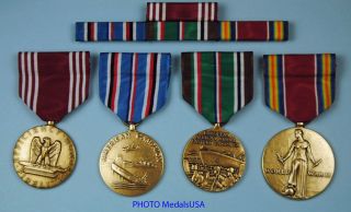   US Army European Service ARMY pin back full size MEDALS and RIBBON BAR