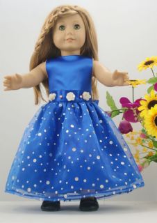 1PCs Doll Clothes Blue Princess Dress for18 American girl new
